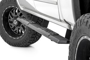 GMC Sierra 3500 HD Running Boards - Rough Country - TR2, Aluminum, 5-inch Wide, Black Powder Coat, Full-Length - Black - '07-'19 GMC Sierra 3500 HD Running Boards - Rough Country - TR2, Aluminum, 5-inch Wide, Black Powder Coat, Full-Length - Black - '07-'19